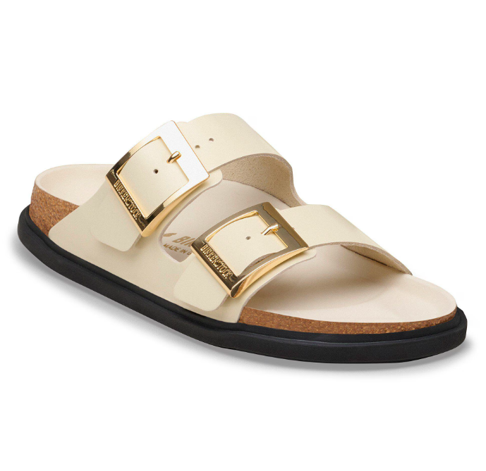 Arizona Droplet Buckle Cuir naturel verni - High-Shine Ecru