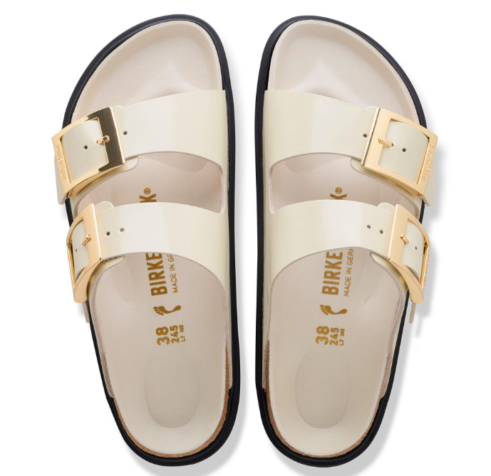 Arizona Droplet Buckle Cuir naturel verni - High-Shine Ecru