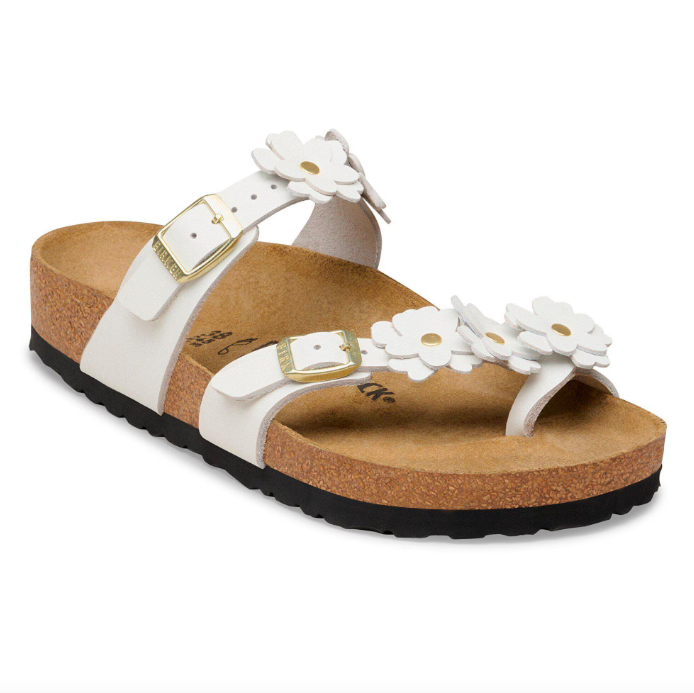 Mayari Flower Embellishment Cuir naturel - Blanc