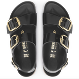 Milano Big Buckle Cuir naturel verni - Noir très brillant