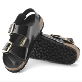 Milano Big Buckle Cuir naturel verni - Noir très brillant