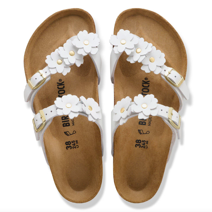 Mayari Flower Embellishment Cuir naturel - Blanc