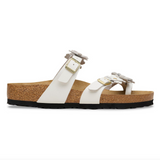Mayari Flower Embellishment Cuir naturel - Blanc