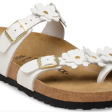 Mayari Flower Embellishment Cuir naturel - Blanc