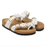 Mayari Flower Embellishment Cuir naturel - Blanc