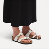 Mayari Flower Embellishment Cuir naturel - Blanc