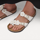 Mayari Flower Embellishment Cuir naturel - Blanc