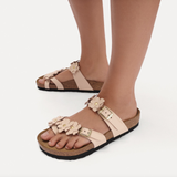 Mayari Flower Embellishment Cuir naturel - Rose clair