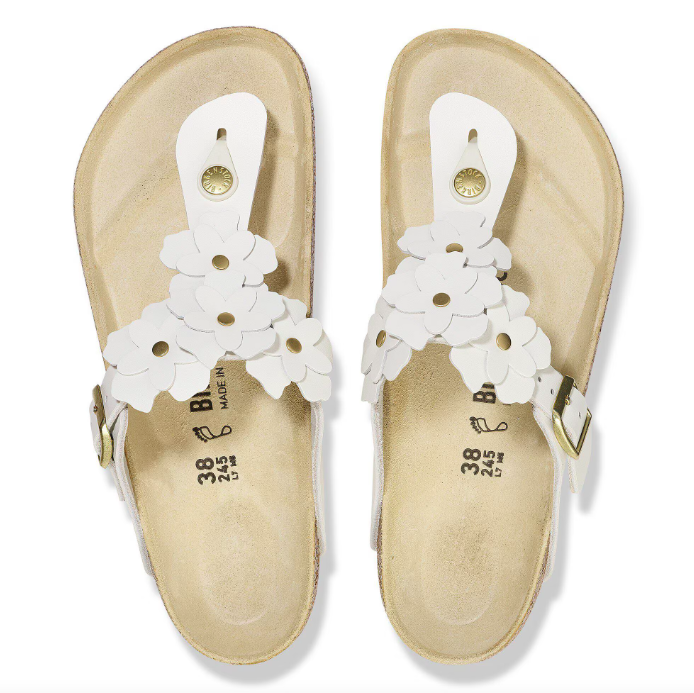 Gizeh Flower Embellishment Cuir naturel - Blanc