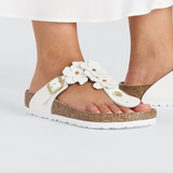 Gizeh Flower Embellishment Cuir naturel - Blanc