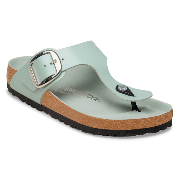 Gizeh Big Buckle Cuir naturel verni - High-Shine Pure Sage