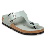 Gizeh Big Buckle Cuir naturel verni - High-Shine Pure Sage