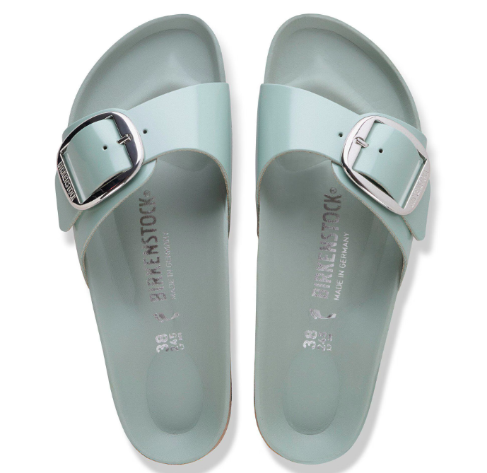 Madrid Big Buckle Cuir naturel verni - High-Shine Pure Sage