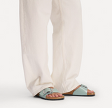 Madrid Big Buckle Cuir naturel verni - High-Shine Pure Sage