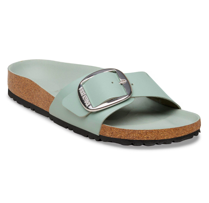 Madrid Big Buckle Cuir naturel verni - High-Shine Pure Sage