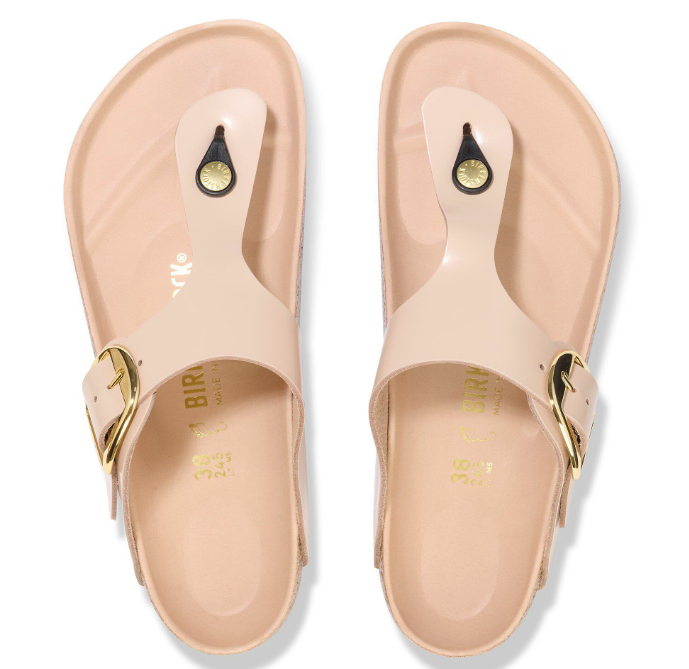 Gizeh Big Buckle Cuir naturel verni - High-Shine New Beige